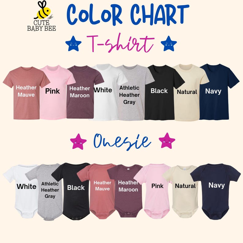 a group of shirts that say color chart