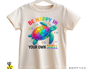 Be Happy In Your Own Shell Kids T-Shirt, Autism Awareness Baby Bodysuit