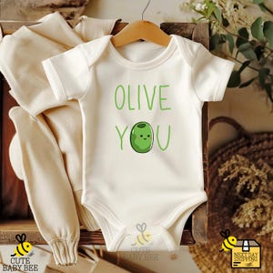 Olive You Baby Bodysuit – Vegan One Piece, Shower Gift