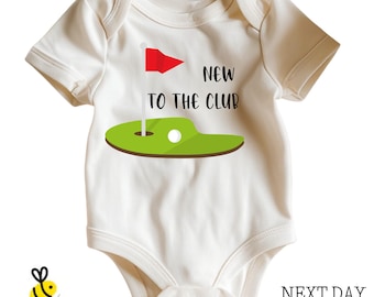 New To The Club Baby Bodysuit, Daddy's Golfing Buddy Pregnancy Announcement