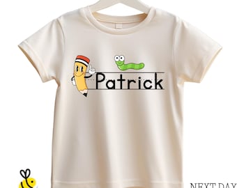 Custom Name Back To School Kids T-Shirt, First Day of School Personalized Tee