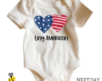 Tiny American Baby Bodysuit, USA 250 Years Freedom Kids T-Shirt, 4th Of July