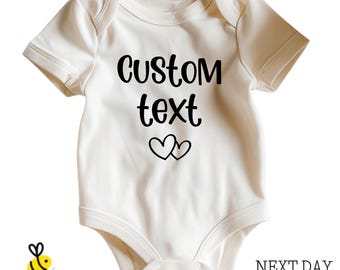 Custom Text Baby Bodysuit, Personalized Design T-Shirt, Customized Kids Tee