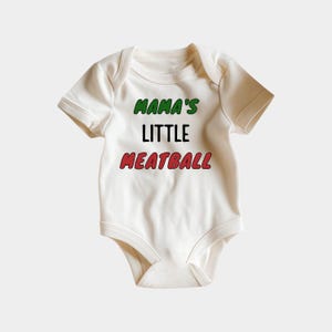 Mamas Little Meatball Bodysuit, Roupas unissex para bebês, Linda comida italiana para bebês, Presente para recém-nascidos