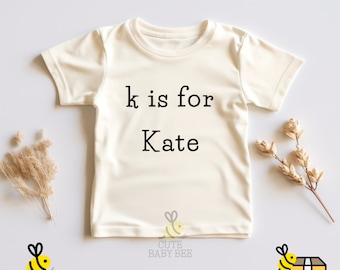 Personalized Letter Is For Name Onesie®, Cute Custom Natural Bodysuit, Custom Kids Tee