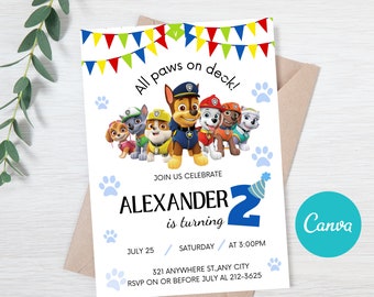 invitation d’anniversaire de patrouille, invitation d’anniversaire pour garçon, invitation modifiable, invitation de patrouille de chiot