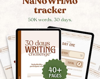 NaNoWriMo Tracker: Write 50K Words in 30 Days With This Author Template, Novel Planner