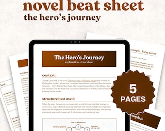 The Hero's Journey Beat Sheet: Novel Planner For Authors, Digital Writing Template