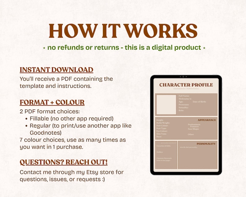 Character Profile Template: Plan & Develop Your Book Characters — Digital Download For Writers image 5