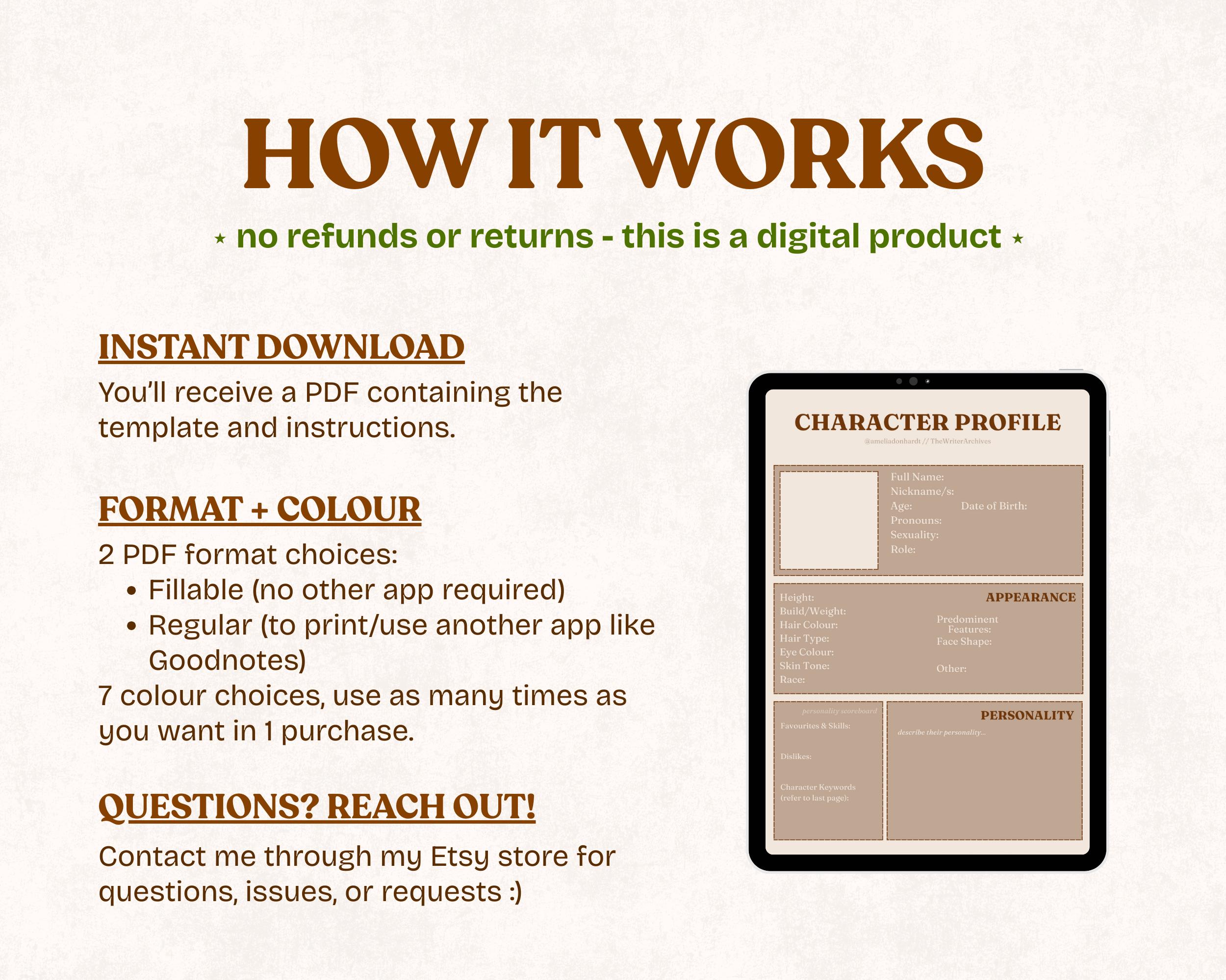 Character Profile Template: Plan & Develop Your Book Characters ...