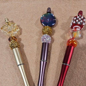 Beaded Pen Set, Fancy Focal Beads,  Rhinestone Beads