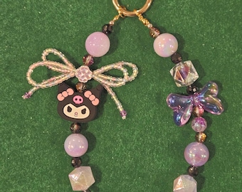 Beaded Phone Charm: Kawaii Kitty and Friends Keychain,  Backpack Charm, Purse Chain