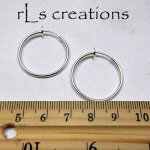 Hoop Earrings 25mm Non-Pierced Silver Plated Brass 1 pair image 2