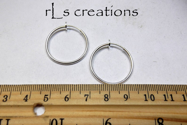 Hoop Earrings 25mm Non-Pierced Silver Plated Brass 1 pair image 2