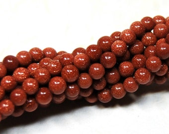 Goldstone 4MM/6MM/8MM Round Beads 16IN Strand