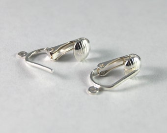 Pierced Look Clip-On Earring Components - Silver Plated