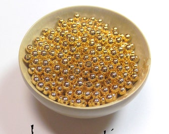 Spacer Beads - 3mm Round - Gold Plated Brass