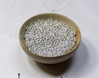 Spacer Beads - 2-1/2mm Round - Silver Plated Brass