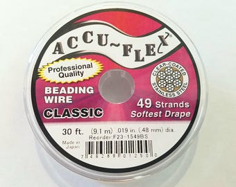 Accu-Flex 49 Strand .019 Clear Coated Stainless Steel  30ft