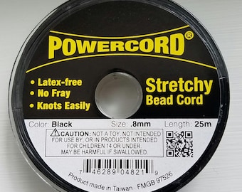 Powercord .8MM Black Stretch Cording