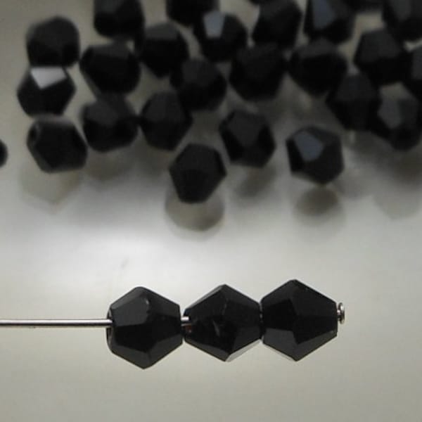 Bicone Crystal Beads Opaque Jet Black 4mm (Qty 20) MW-4BC-Jet