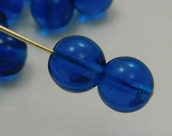 8mm Czech Druk Beads Round Transparent Tealst (15pk) si-8DK-Teal