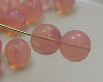 8mm Czech Druk Beads Round Opal Pink (15pk) si-8DK-OPink