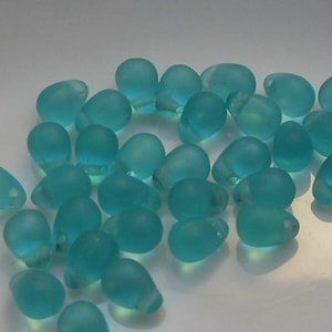 Czech Teardrop Beads 6x4mm Matte Teal Glass (20pk) SI-6x4D-MTEAL