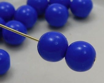 8mm Czech Druk Beads Round Opaque Blue (15pk) si-8DK-OpBlue