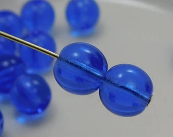 8mm Czech Druk Beads Round Transparent Sapphire (15pk) si-8DK-Sapp