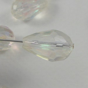 Crystal Glass Faceted Teardrop Beads Center Drill 18x12mm Crystal Clear AB Electroplate (4pk) PH-18x12TD-CRYAB