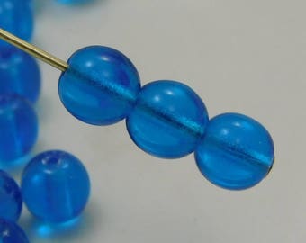 6mm Czech Druk Beads Round Transparent Aqua (20pk) si-6DK-Aqua