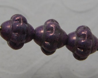 Czech Saturn Beads 6mm Flying Saucer UFO Opaque Purple Luster Gold (25pk) SRB-6x5S-OPLG