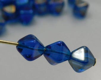 Czech 6mm Bicone Pressed Glass Beads Transparent Sapphire Blue Luster (16pk) SI-6BC-TSapp