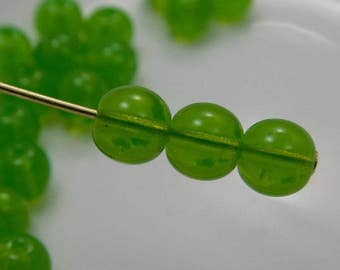 6mm Czech Druk Beads Round Transparent Green (20pk) si-6DK-Green