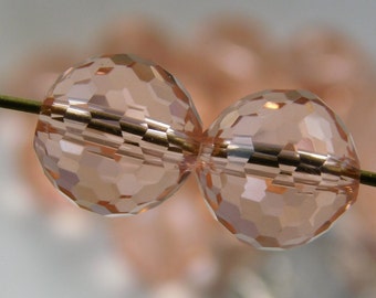 Crystal Beads 10mm Faceted Round Disco Balls Peach Pink (Qty 6) PH-DB10-PchP