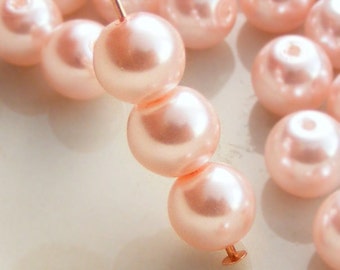 6mm Glass Pearl Beads Round Pink (Qty 16) Z-6P-PINK