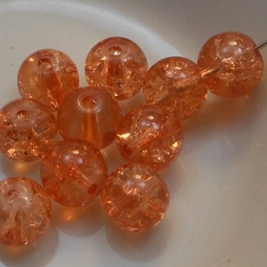 Czech Druk Beads Round Transparent Crackle Dark Apricot 8mm 15pk PH-8DK-CDAPR image 2