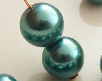 Glass Pearl Beads 8mm Round Teal (Qty 16) Z-P8R-T