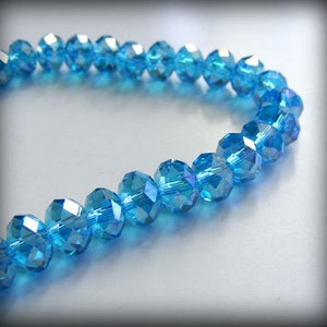 Faceted Rondelle Barbados Blue AB 8x5mm Asian Crystal Bead Qty 12 UK-8x5R-BBAB image 2