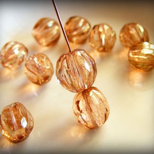 Czech Glass Melon Beads 10mm Round Pink Picasso 4pk SRB-10M-PP image 2