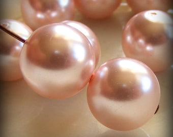 Glass Pearl Beads 12mm Round Pink (Qty 10) Z-12P-PINK