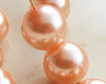 Glass Pearl Beads 10mm Round Dusty Pink (Qty 12) Z-10P-DP