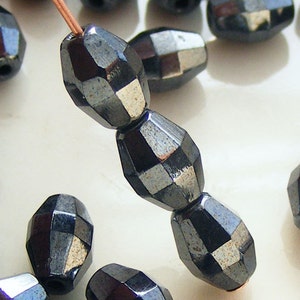 Czech Glass Global Melon Beads 12x9mm Gunmetal (8 pk) SRB-12x9GM-GM