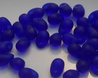 Czech Glass Teardrop Beads 6x4mm Glass Beads (20pk) Matte Cobalt Blue si-6x4D-MCB