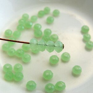 Crystal Beads 4x3mm Faceted Rondelles Opal Green Abacus Qty 25 MW-4x3R-OG image 2