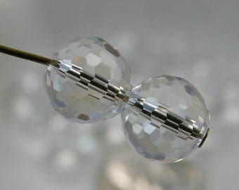 Faceted Round 10mm 96 Facets Disco Ball Crystal Clear Beads (Qty 6) MW-10-Chry