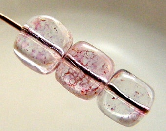 5x7mm Czech Cube Beads Transparent Topaz Pink Luster (12pk) SI-5X7C-TTPL