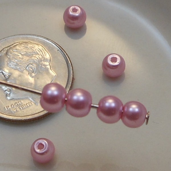 4mm Glass Pearl Beads Round Orchid Pink (Qty 25) Z-4P-OP