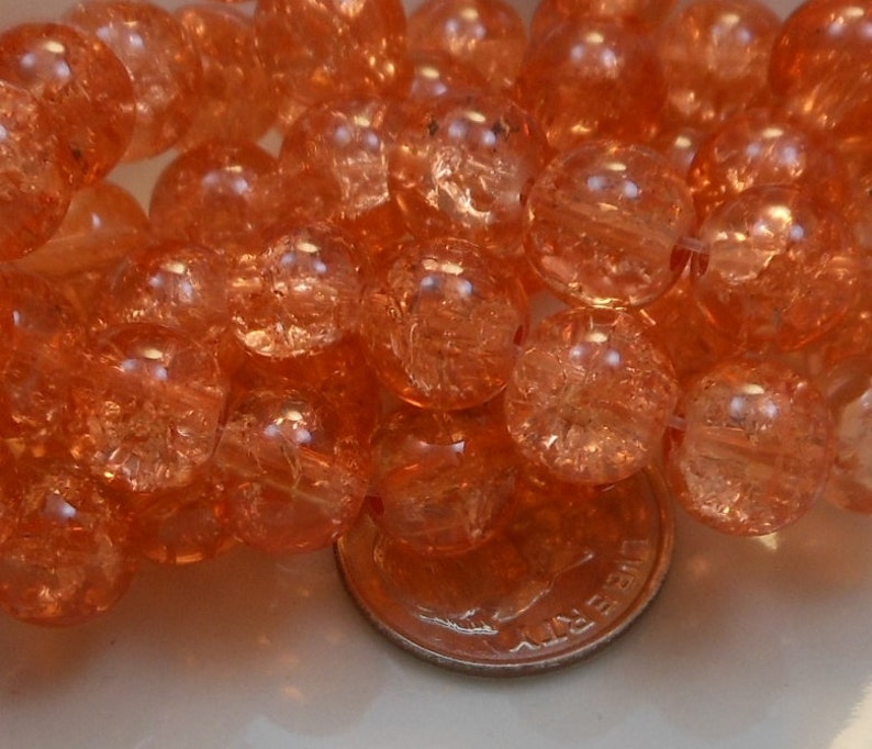 Czech Druk Beads Round Transparent Crackle Dark Apricot 8mm 15pk PH-8DK-CDAPR image 3